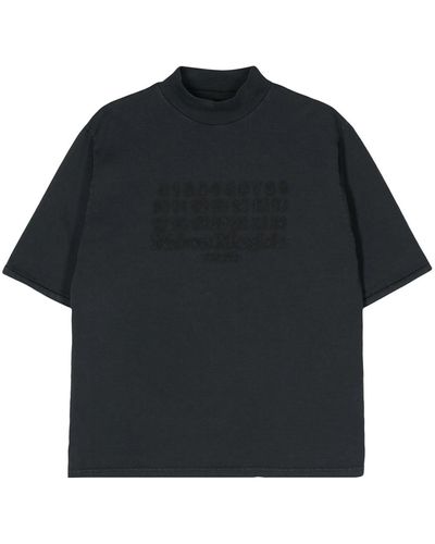 Maison Margiela T-shirt in cotone con ricamo numeri - Nero
