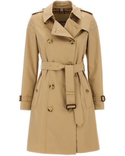 Burberry Heritage Chelsea Coats, Trench Coats - Natural