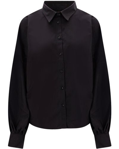 Made In Tomboy Cotton Shirt With Balloon Sleeves - Black
