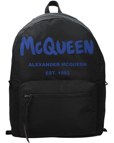 Alexander McQueen Backpack And Bumbags Fabric Black Sea Blue