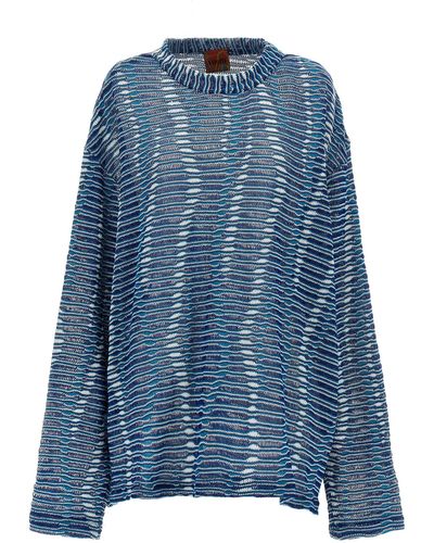 VITELLI Wave Jacquard Sweater, Cardigans - Blue