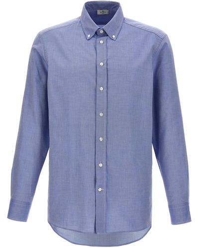 Etro Cotton Shirt Camicie Celeste - Blu