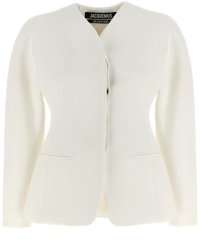 Jacquemus La Veste Ovalo Blazer And Suits Bianco