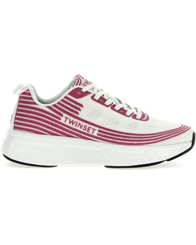 Twin Set Stretch Knit Sneakers - Pink