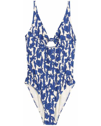 Tory Burch 'hibiscus' One-piece Swimsuit - Blue