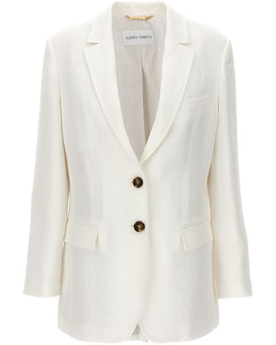 Alberta Ferretti Single-Breasted Linen Blazer Blazer And Suits Bianco