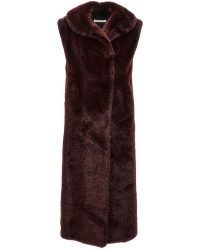 Philosophy Extra Long Faux Fur Vest Gilet Red - Purple