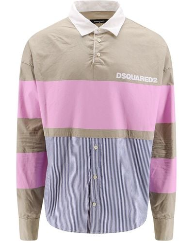 DSquared² Camicia Rugby Hybrid Oversize - Rosa