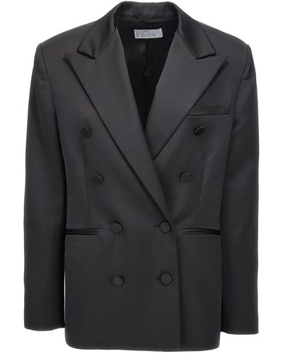 GIUSEPPE DI MORABITO Double-breasted Satin Blazer Blazer And Suits - Black