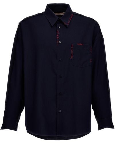 Marni Cool Wool Shirt With Contrast Stitching Maglioni Multicolor - Blu