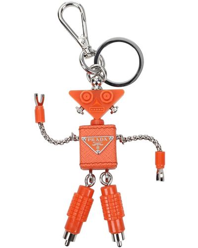 Prada Portachiavi trick robot Pelle Arancione - Rosso