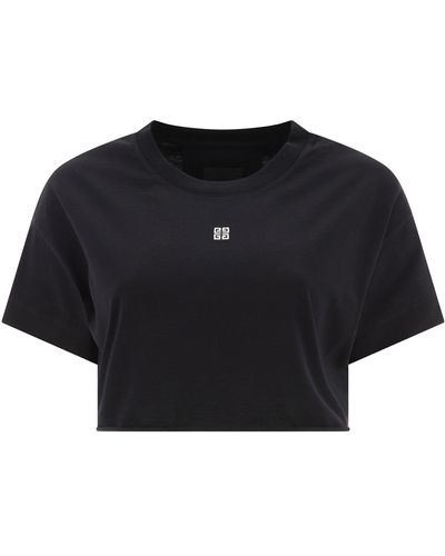 Givenchy Cropped T Shirt With Embroidered Logo - Black