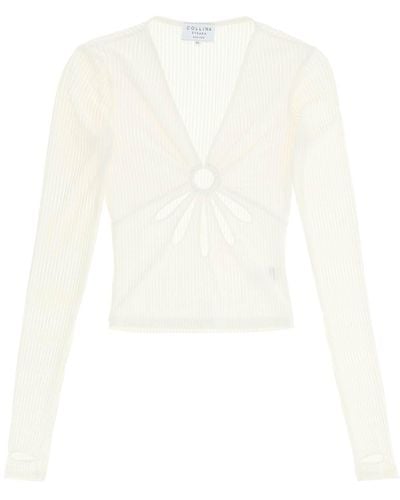 Collina Strada Top 'Flower' Con Cut Out - Bianco