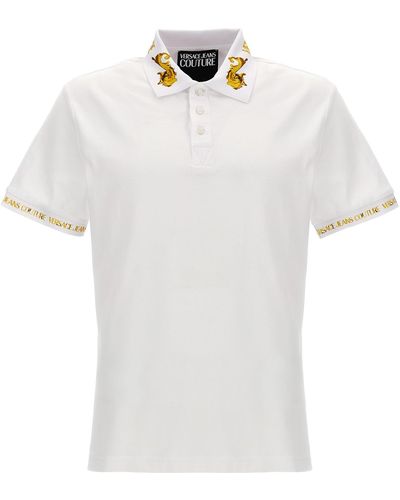 Versace Logo Print Shirt Polo Bianco