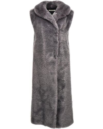 Philosophy Extra Long Faux Fur Vest Gilet Gray
