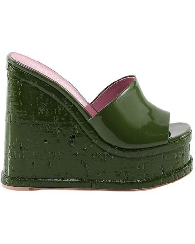 HAUS OF HONEY Patent Leather Sandals - Green
