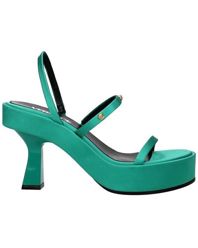 Versace Sandals Satin Turquoise - Green