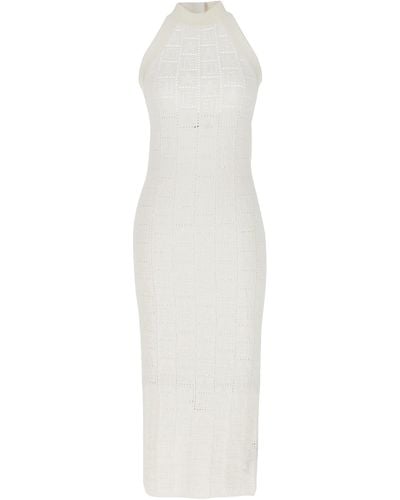 Balmain Monogrammed Knit Dress Abiti Bianco