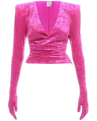 Vetements Chenille Top With Gloves Detail - Pink