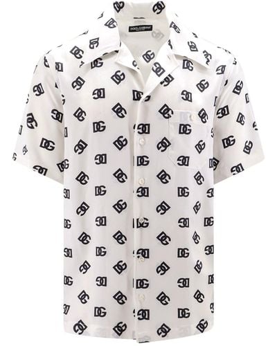 Dolce & Gabbana Camicia Hawaii in seta stampa DG Monogram - Bianco