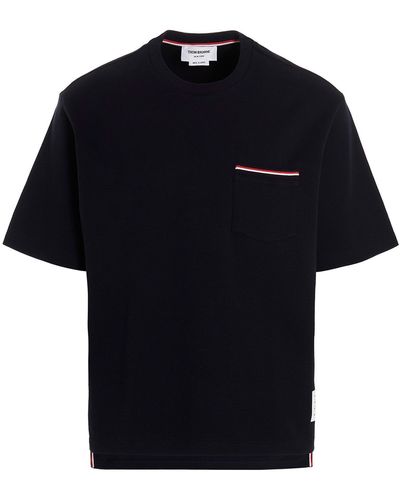 Thom Browne Pocket T Shirt Blu - Nero
