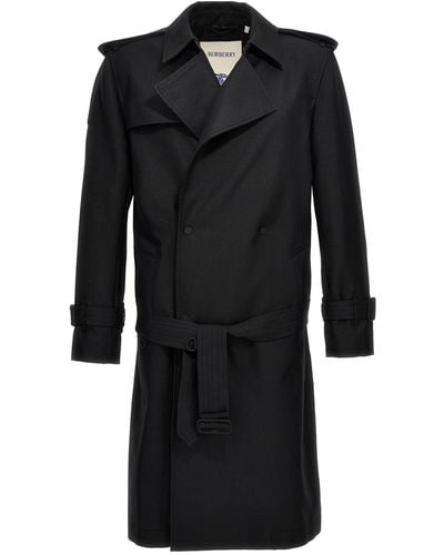 Burberry Double-Breasted Long Trench Coat Trench E Impermeabili Nero