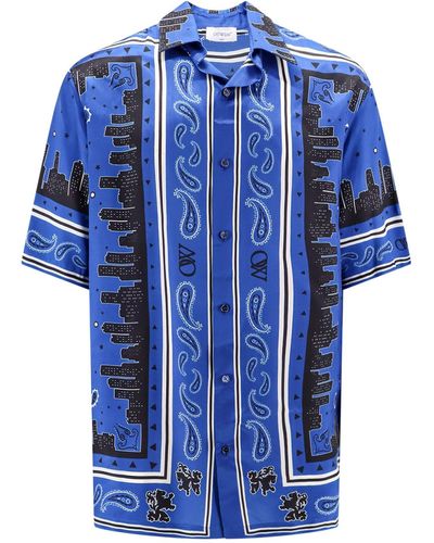 Off-White c/o Virgil Abloh Bandana Bowling Shirt - Blue