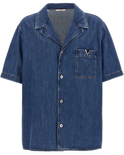 Valentino Garavani V Detail Shirt, Blouse - Blue