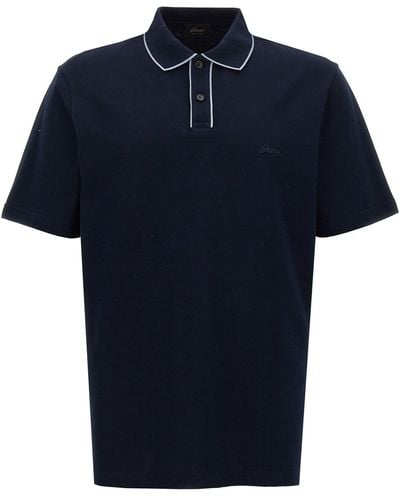 Brioni Logo Embroidery Shirt Polo - Blue