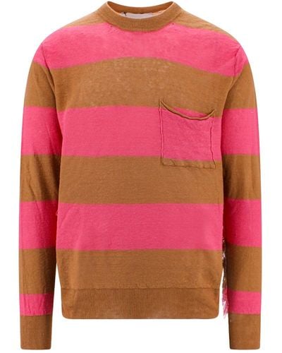 Amaranto Hemp Sweater With Fringed Details - Pink