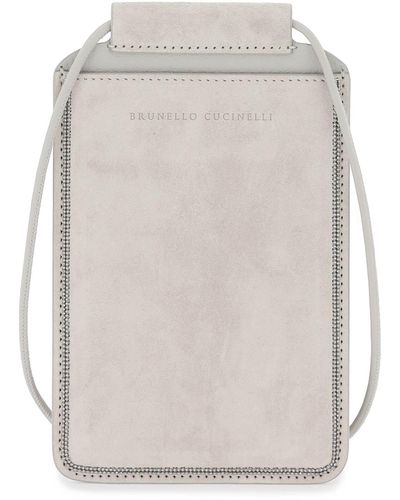 Brunello Cucinelli Porta Cellulate Shiny Trim - White