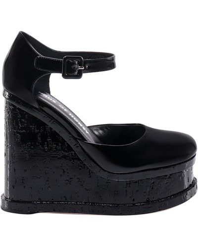 HAUS OF HONEY Patent Leather Wedges - Black