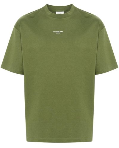 Drole de Monsieur Slogan-print Cotton T-shirt - Green