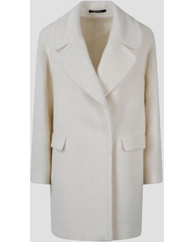 Tagliatore Alpaca Wool Blend Double Beasted Coat - White