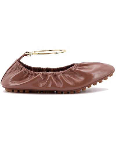 Fendi Leather Ballerinas - Brown