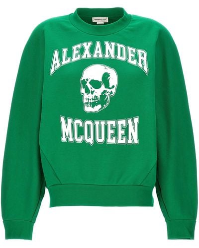 Alexander McQueen Varsity Skull Felpe Verde