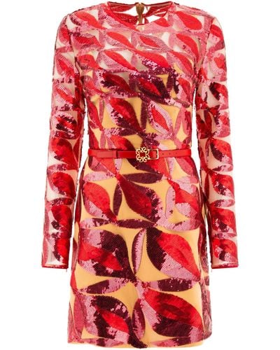 Elie Saab Embroide Tulle Dress Dresses - Red