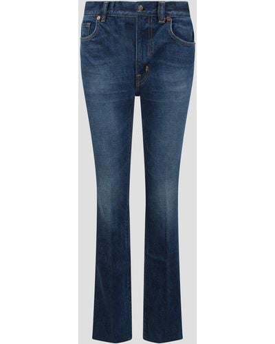 Tom Ford Stone Washed Denim Straight Fit Jeans - Blue