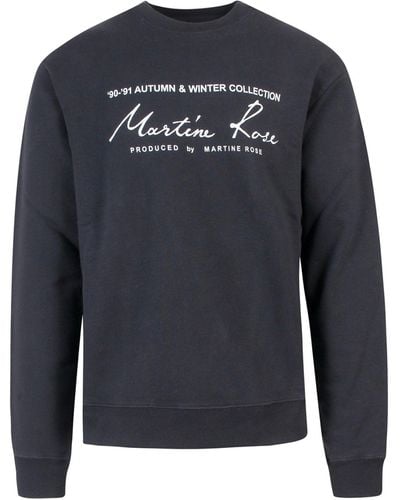 Martine Rose Cotton Sweatshirt With Frontal Logo - Blue