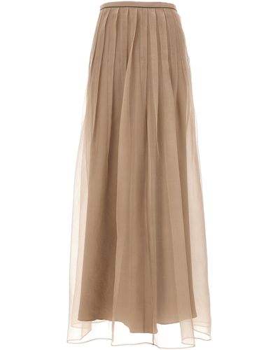 Brunello Cucinelli Silk Tulle Skirt Skirts - Natural