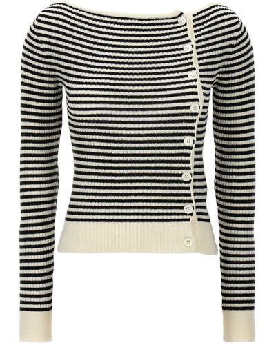 N°21 Striped Cardigan Sweater, Cardigans - Black