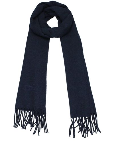 Bally Scarves Virgin Wool Blue Dark Blue