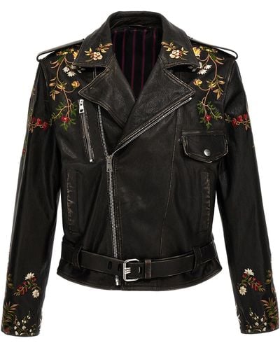 Etro Nail Floral Embroidery Casual Jackets, Parka - Black
