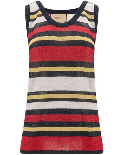 Gucci Stripe Tank Top And Leggings Luxury Brand Clothes Outfit Gym For  Women - Binteez