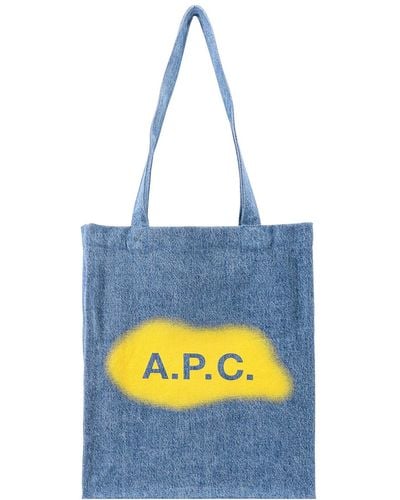 A.P.C. Lou Medium Denim Tote Bag - Blue