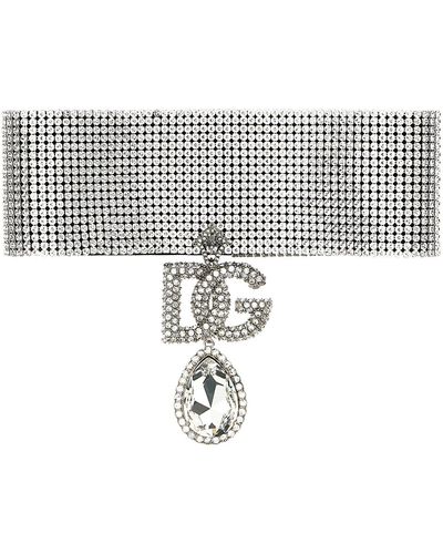 Dolce & Gabbana Logo Cross Necklace Jewelry - Gray