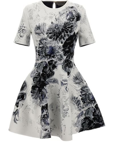 Alexander McQueen Jacquard Dress Dresses - Gray