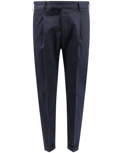 PT Torino Pantalone in cotone e lino con dettaglio piuma - Blu