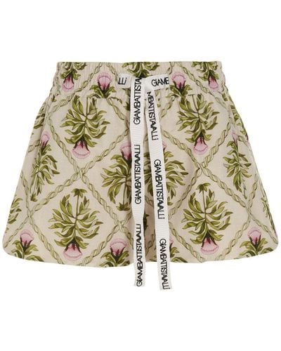 Giambattista Valli Floral Print Shorts - Metallic