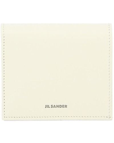 Jil Sander Folded Wallet With Embossed Logo V - White
